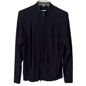 Covington black zip up sweater ribbed on bottom size XL (18) long sleeve cotton